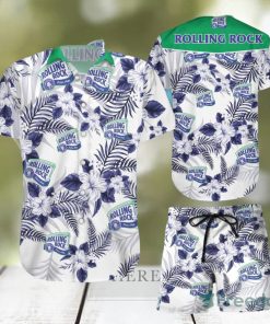 Rolling Rock Hawaiian Shirts And Short Summer Beach Set