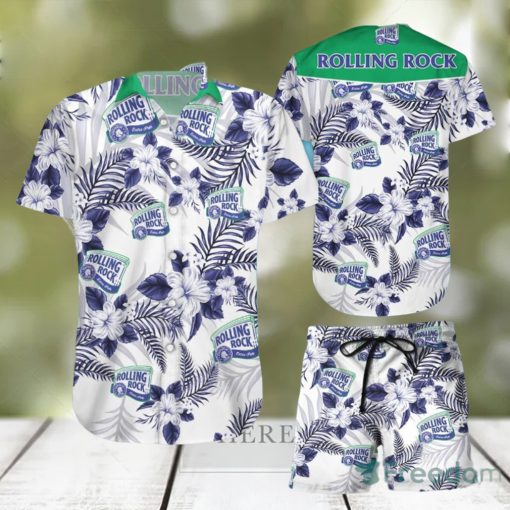 Rolling Rock Hawaiian Shirts And Short Summer Beach Set