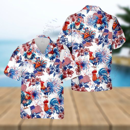 Rooster, 4th Of July Hawaiian Shirt