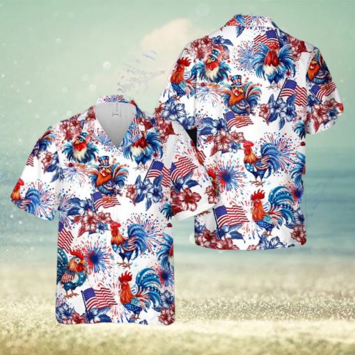 Rooster, 4th Of July Hawaiian Shirt