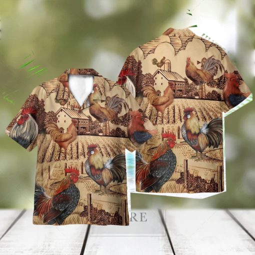 Rooster Vintage AOP Hawaiian Shirt Beach Lover Summer Gift Shirt