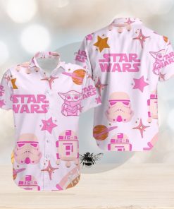 Royal Charm Pink Baby Yoda Star Wars Hawaiian Shirt Elegance