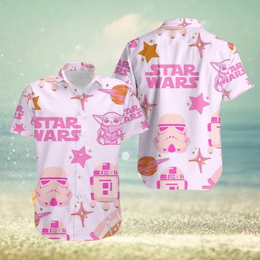 Royal Charm Pink Baby Yoda Star Wars Hawaiian Shirt Elegance