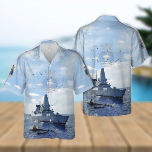 Royal Navy HMS Dauntless (D33) Hawaiian Shirt Tropical Beach