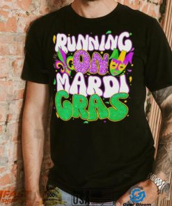 Running on Mardi Gras shirt