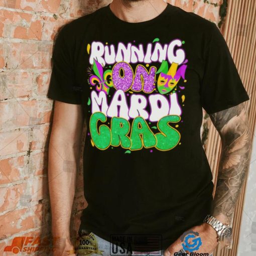 Running on Mardi Gras shirt