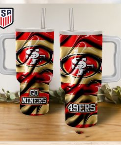San Francisco 49ers Go Ninners Wavy Pattern Tumbler With Handle