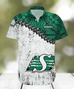 Saskatchewan Roughriders Ca Football Grunge Polynesian Tattoo Pattern Hawaiian Shirt For Fans