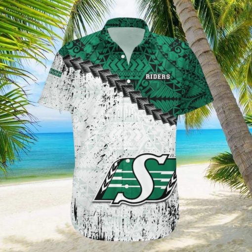 Saskatchewan Roughriders Ca Football Grunge Polynesian Tattoo Pattern Hawaiian Shirt For Fans