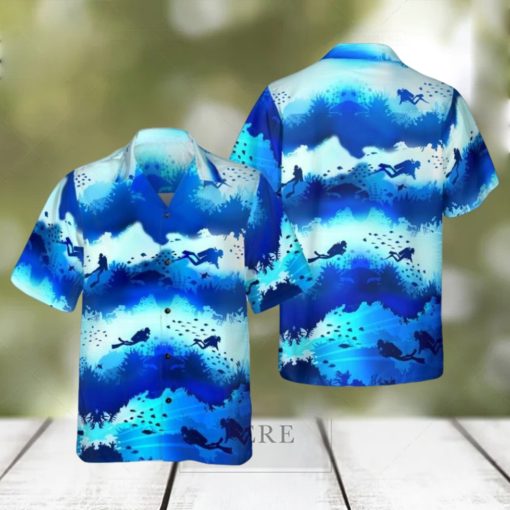 Scuba Diver Under Sea Cave Hawaiian Shirt Aloha Casual Shirt For Men And Women