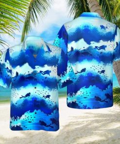 Scuba Diver Under Sea Cave Hawaiian Shirt Aloha Casual Shirt For Men And Women