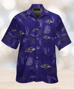 Short Sleeve Baltimore Ravens Hawaiian Shirt Button Tropical
