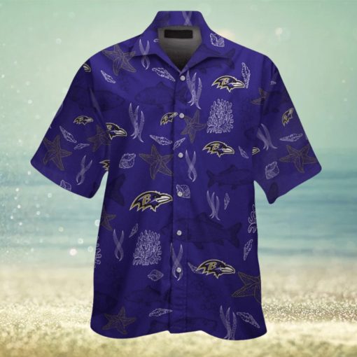 Short Sleeve Baltimore Ravens Hawaiian Shirt Button Tropical