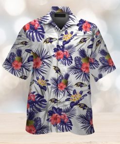 Short Sleeve Baltimore Ravens Hawaiian Shirt Button Up Tropical