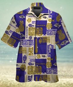 Short Sleeve Baltimore Ravens Tropical Hawaiian Shirt Button Up