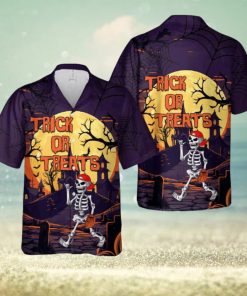 Skeleton Player Baseball Halloween Hawaiian Shirt Gift For Fans