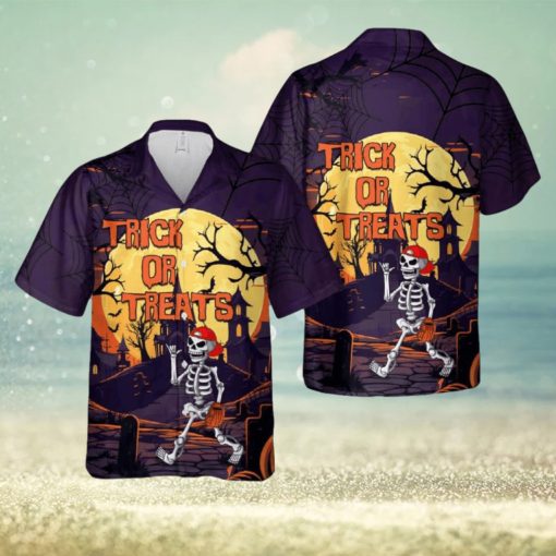 Skeleton Player Baseball Halloween Hawaiian Shirt Gift For Fans