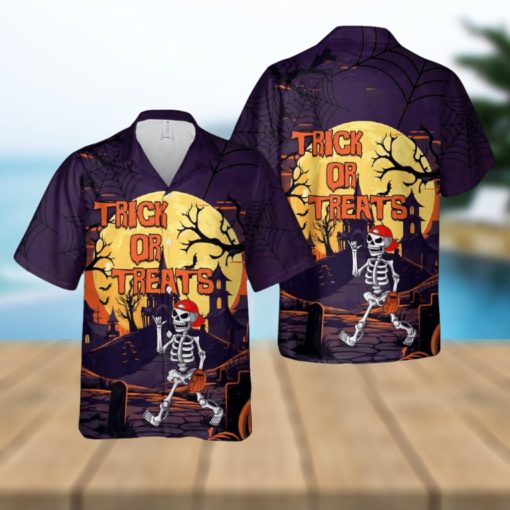 Skeleton Player Baseball Halloween Hawaiian Shirt Gift For Fans