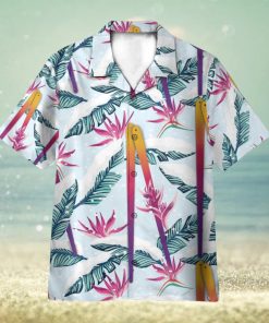 Skiing Palm Tropical Leaves Pattern 3D Hawaiian Shirt Summer Vaction Gift