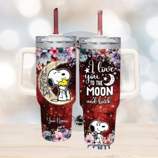 Snoopy Customized 40 Oz Tumbler I Love You To The Moon and Back