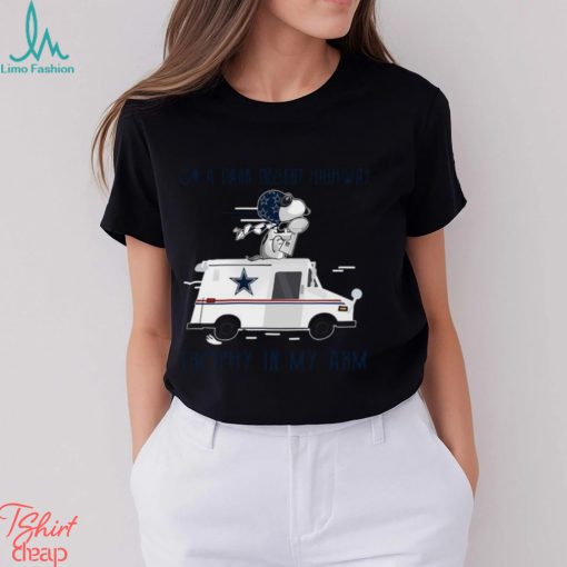 Snoopy Dallas Cowboys on a dark desert highway trophy in my arm shirt