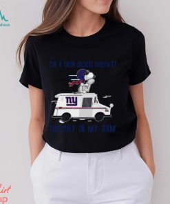 Snoopy New York Giants on a dark desert highway trophy in my arm shirt