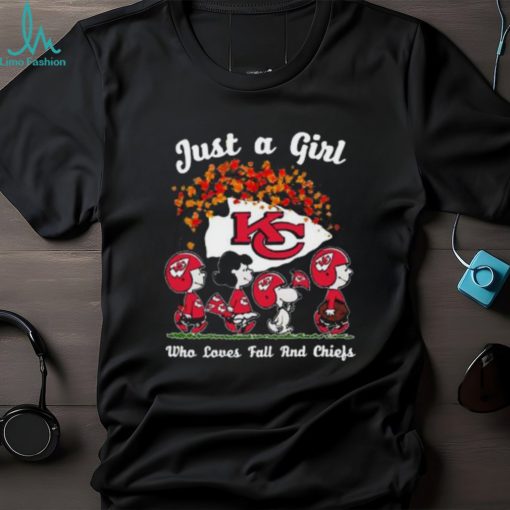 Snoopy Peanuts Just A Girl Who Love Fall And Kansas City Chiefs Shirt