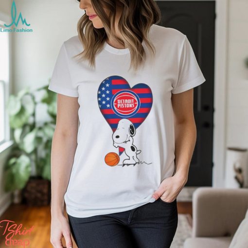 Snoopy love Detroit Pistons Football American flag shirt