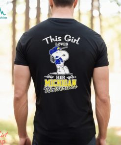 Snoopy this girl loves her Michigan Wolverines football shirt