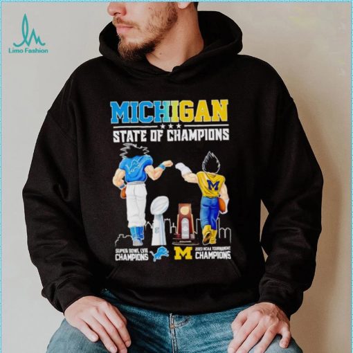 Son Goku and Vegeta Michigan State of Champions Detroit and Wolverines shirt
