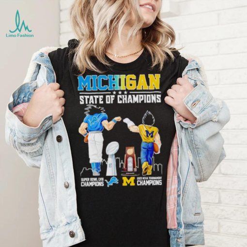 Son Goku and Vegeta Michigan State of Champions Detroit and Wolverines shirt