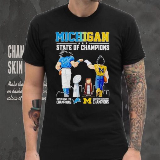 Son Goku and Vegeta Michigan State of Champions Detroit and Wolverines shirt