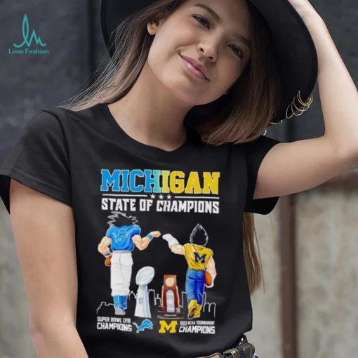 Son Goku and Vegeta Michigan State of Champions Detroit and Wolverines shirt