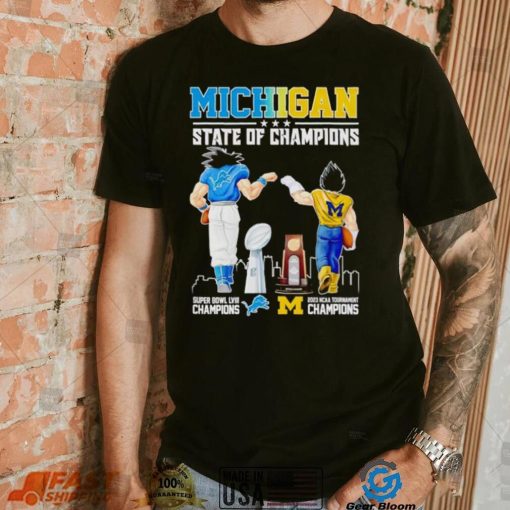 Son Goku and Vegeta Michigan State of Champions Detroit and Wolverines shirt