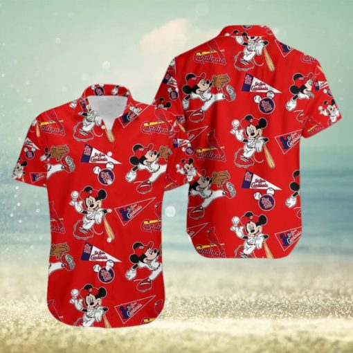 St Louis Cardinals Mickey Mouse Red Summer Hawaiian Shirts