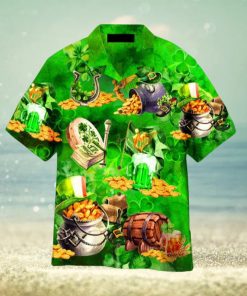 St Patricks Day Clover Pattern Green Hawaiian Shirt Aloha For Men And Women