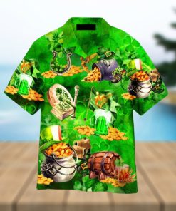 St Patricks Day Clover Pattern Green Hawaiian Shirt Aloha For Men And Women