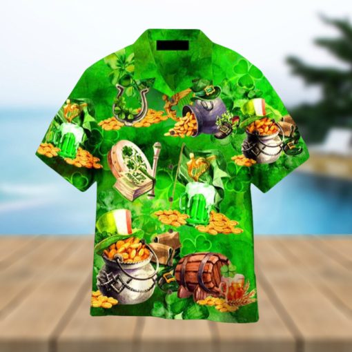 St Patricks Day Clover Pattern Green Hawaiian Shirt Aloha For Men And Women