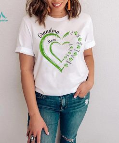 St Patrick's Day Green Heart In Heart Grandma Mom Shamrock Kids Personalized Shirt