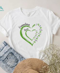 St Patrick's Day Green Heart In Heart Grandma Mom Shamrock Kids Personalized Shirt