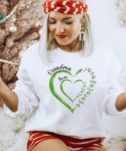 St Patrick's Day Green Heart In Heart Grandma Mom Shamrock Kids Personalized Shirt