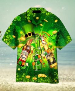 St. Patrick’s Beers Flags And Hat Green Hawaiian Shirt Aloha For Men And Women