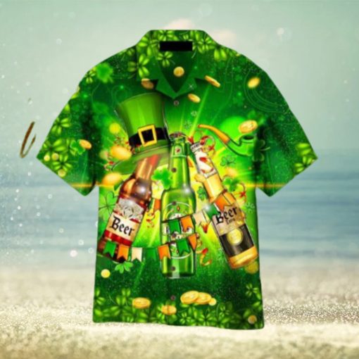 St. Patrick’s Beers Flags And Hat Green Hawaiian Shirt Aloha For Men And Women