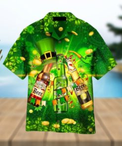 St. Patrick’s Beers Flags And Hat Green Hawaiian Shirt Aloha For Men And Women