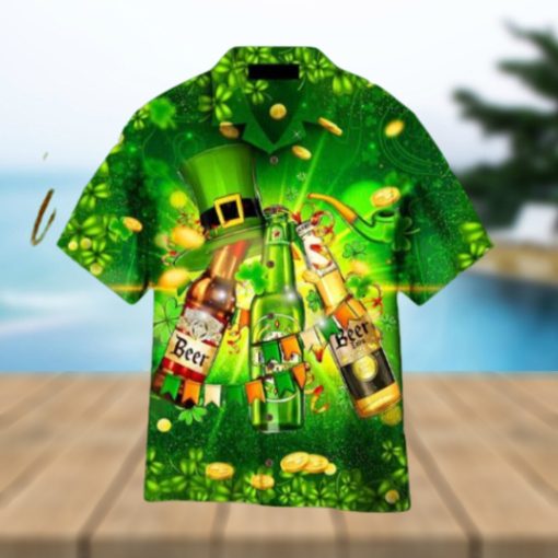 St. Patrick’s Beers Flags And Hat Green Hawaiian Shirt Aloha For Men And Women