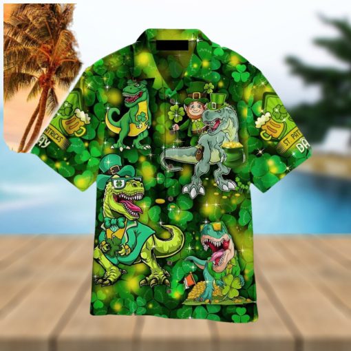 St. Patrick’s Day Lucky Saurus Dinosaur Hawaiian Shirt Aloha For Men And Women