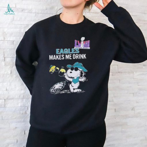 Super Bowl 2024 Snoopy And Woodstock Makes Me Drink Philadelphia Eagles Shirt