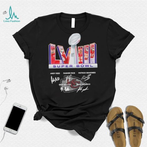 Super Bowl LVIII Kansas City Chiefs Team Name Player Signatures Shirt