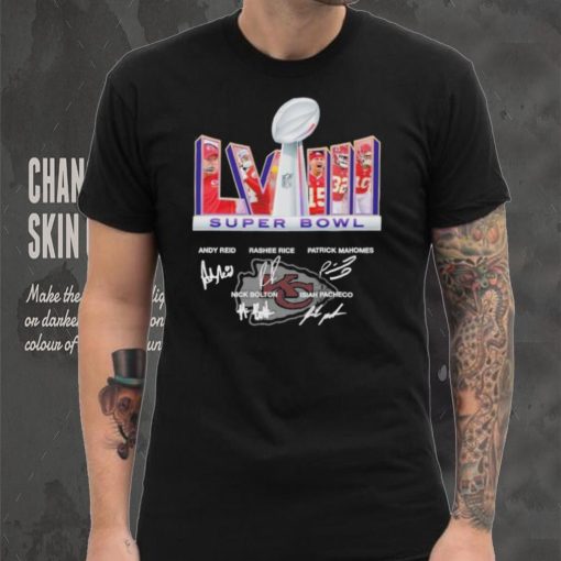 Super Bowl LVIII Kansas City Chiefs Team Name Player Signatures Shirt