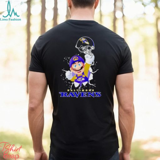 Super Mario Baltimore Ravens football helmet shirt